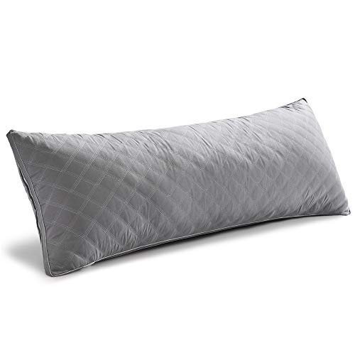 Oubonun Premium Adjustable Loft Quilted Body Pillows - Hypoallergenic Fluffy Pillow - Quality Plush Pillow - Down Alternative Pillow - Head Support Pillow - 21"x 54" - Gray-gray Side