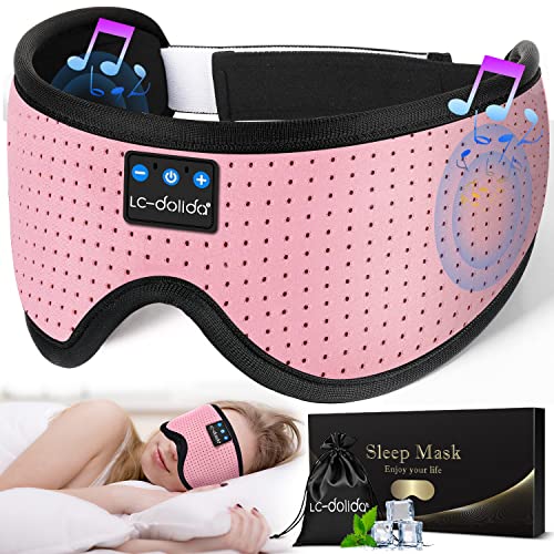 Sleep Mask with Bluetooth Headphones,LC-dolida Sleep Headphones Bluetooth Sleep Mask 3D Sleeping Headphones for Side Sleepers Best Gift and Travel Essential (Classical Pink) - Classical Pink
