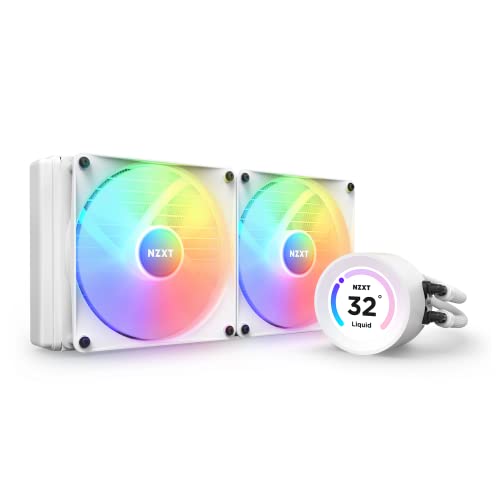 NZXT Kraken Elite 280 RGB - RL-KR28E-W1 - 280mm AIO CPU Liquid Cooler - Customizable 2.36" LCD Display for Images, Performance Metrics - High-Performance Pump - 2 x F140 RGB Core Fans - White - White - 280mm Radiator - Kraken Elite RGB - Cooler