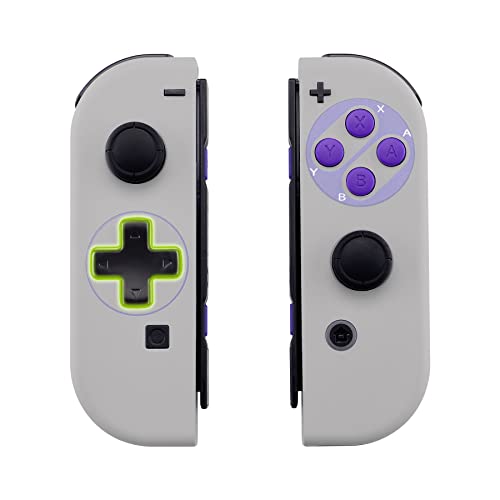 eXtremeRate Classics SNES Style Soft Touch Joycon Handheld Controller Housing (DPad Version) Full Buttons, Replacement Shell Case for Nintendo Switch & Switch Oled Joy-Con – Console Shell NOT Included - Classic SNES Style