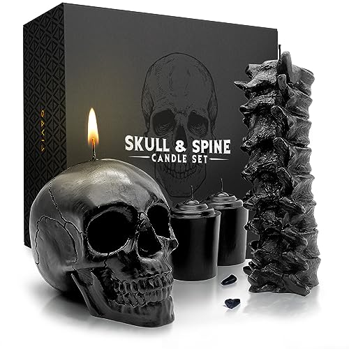 GAVIA Black Skull Candle - Scented Halloween Candles - Gothic Home Decor - Skull Decor - Goth Decor - Gothic Bedroom Decor - Spooky Home Decor - Emo Room Decor - Spooky Gift - Goth Room Decor - Black