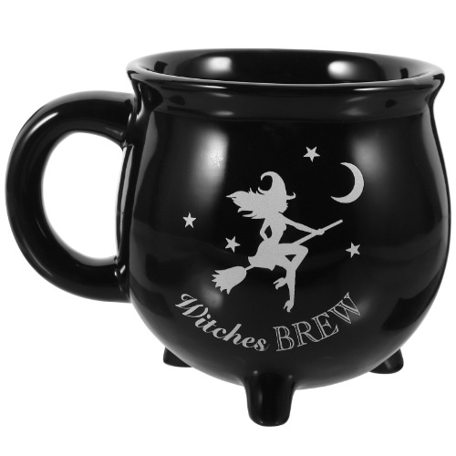 Ceramic Cauldron Witch Mug - Black