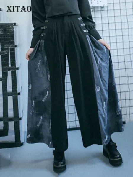 39.2US $ 30% OFF|Xitao Vintage High Waist Print Wide Leg Pants Fashion New Patchwork Small Fresh Minority Casual Full Length Pants Gcc3033 - Pants & Capris - AliExpress
