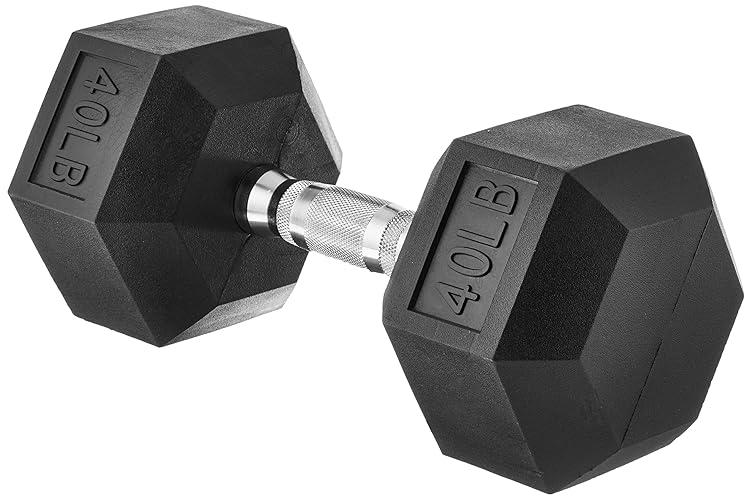 Amazon Basics Rubber Hex Dumbbell Hand Weight - 40 Pounds