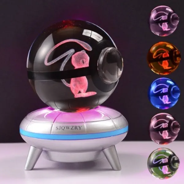 SJQWZRY 3D Crystal Ball LED Night Light Base Changes Color Toy Night Light Child Christmas Present
