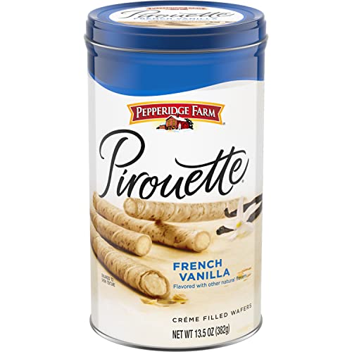 Pepperidge Farm Pirouette Cookies, French Vanilla Flavored Crème Filled Wafers, 13.5 Oz Tin - French Vanilla Flavored - 13.5 Ounce (Pack of 1)