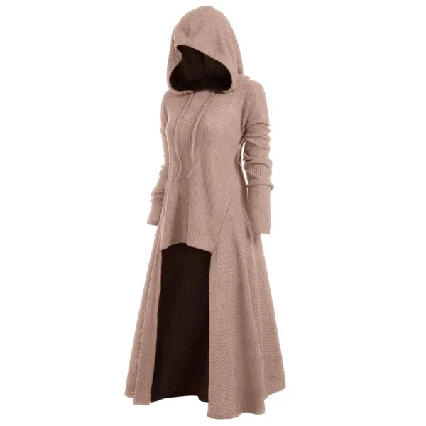 JJPAR Costume Gothique Femme Poncho Cape Rétro Steampunk Blousons Mode Sweat a Capuche Automne Mode Ample Manche Longue Devant Ouvert Poche Décontractée Pas Cher Couleur Unie Streetwear