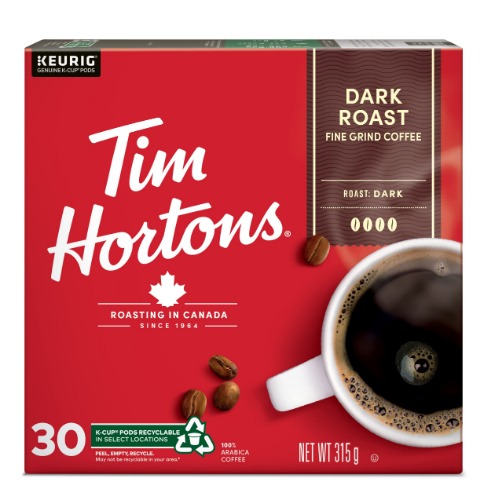 Tim Hortons Dark Roast Coffee, Single Serve Keurig K Cup Pods, 30 Count - Dark Roast Dark Roast 30 Count (Pack of 1)