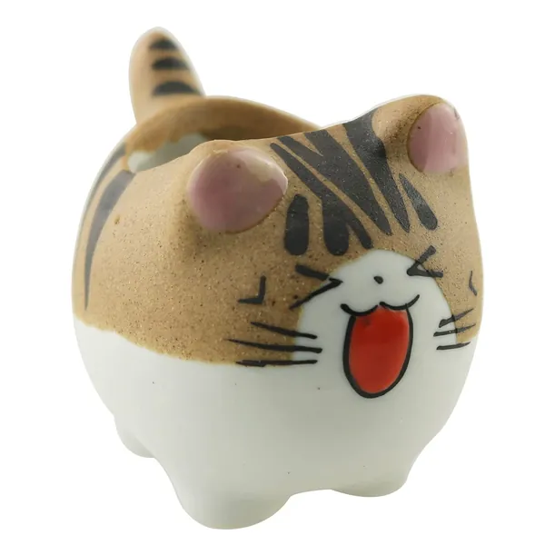 TAODAN Cat Succulent Planter Mini Ceramic Cute Kitten Shaped Cartoon Decoration Vase Flower Pots (Cute) - 