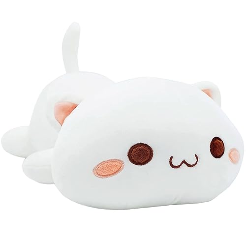 Onsoyours Cute Kitten Plush Toy Stuffed Animal Pet Kitty Soft Anime Cat Plush Pillow for Kids (White Cat A, 25.5") - White Cat a - 25.5''