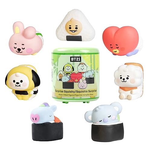 Hamee LINE Friends BT21 Cute Water Filled Squishy (Series 2 - Sushi) [Box Mini Fidget Stuffers Baby Birthday Gift Bag, Party Favors, Basket Filler, Stress Relief Toy] - 7 Pc. (Mystery - Blind Capsule) - Random (Surprise - 7 Pc.)