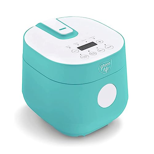 GreenLife Healthy Ceramic Nonstick 4-Cup Rice Oats and Grains Cooker, PFAS-Free, Dishwasher Safe Parts, Turquoise - Turquoise - Rice Maker - Maker