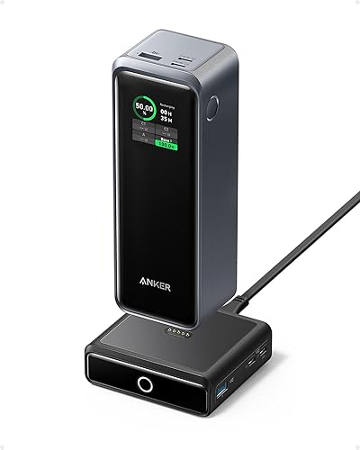 Anker Prime 27,650mAh Power Bank (250W) with 100W Charging Base, 3-Port Portable Charger, Smart App, Compatible with iPhone 16/15/14/13Series, MacBook, Samsung, Dell, AirPods - PowerBank+Charging Base(Black)