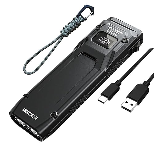 Nitecore EDC23 - EDC23 Saber Ultra Slim Pocket EDC Flashlight -2500 Lumens W/Eco-Sensa USB C Charging Cable
