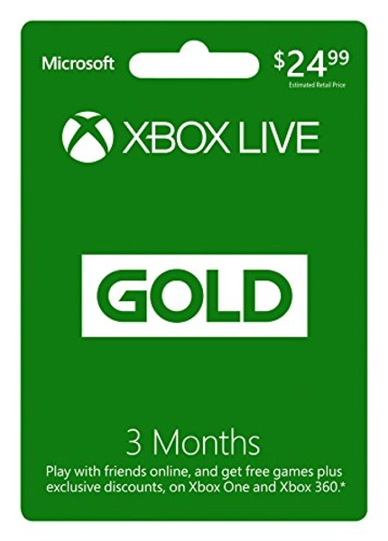 Microsoft Xbox Live 3 Month Gold Card (Physical Card)