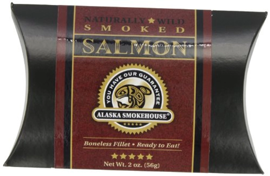 Alaska Smokehouse Smoked Fillet In A Black Box With A Crimson Wrap, Salmon, 2 Ounce