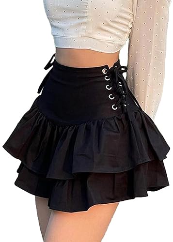 TSMNZMU Womens Goth Mini Skirts Punk Grunge Skirts High Waist Emo Alt Skirt Mall Gothic Harajuku Skirt Lolita Skirt - XX-Large - Zz-bandage Skirt