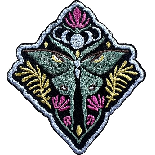LEMILLE Moth Patch, Size 3" Sew On Patches, Vintage Floral Embroidery Fabric Patches for Clothes Jeans Backpacks Hats, Embroidery Iron On Patches for Clothes, Gifts for Boys Girls, Butterfly Patches