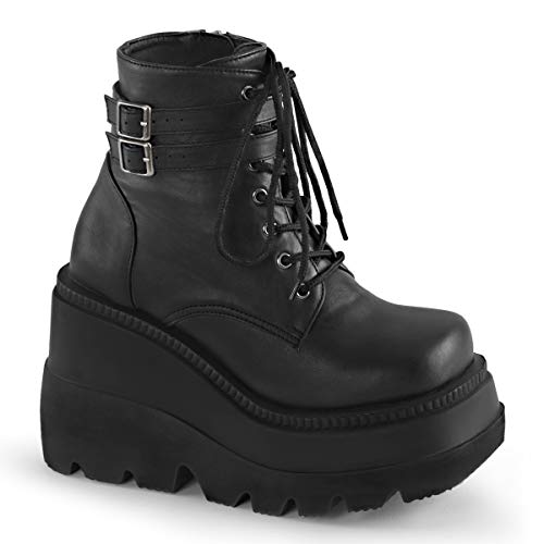 Demonia Women's SHA52/BVL Boot - 8 - Black Faux Leather