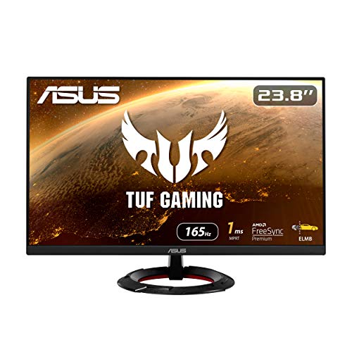 ASUS TUF Gaming 23.8” 1080P Monitor (VG249Q1R) - Full HD, IPS, 165Hz (Supports 144Hz), 1ms, Extreme Low Motion Blur, Speaker, FreeSync™ Premium, Shadow Boost, VESA Mountable, DisplayPort, HDMI,BLACK - 23.8” IPS FHD 1ms 165Hz FreeSync Premium - Gaming Monitor