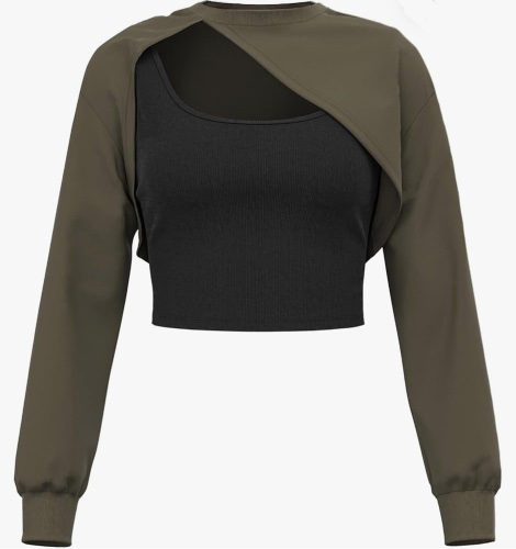 CIDER Terry Round Neck Vest & Crop Sweatshirt