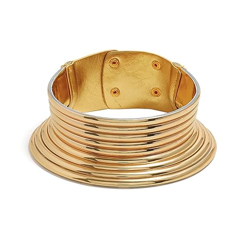 Fstrend African National Choker Collars Gold Leather Chunky Punk Necklace Gothic Statement Necklaces for Women - B-Gold