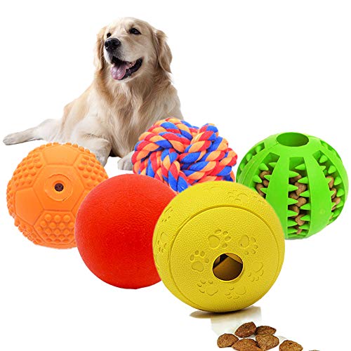 Volacopets 5 Different Functions Interactive Dog Toys, Puzzle Toys, Dog Balls for Medium Large Dogs, Food Treat Dispensing Dog Toys - Large Medium Dogs