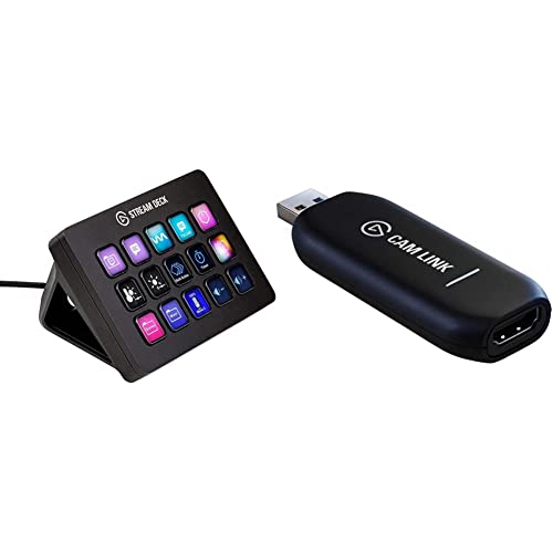 Elgato Stream Deck MK.2 € Studio Controller, 15 Macro Keys & Cam Link 4K — Broadcast Live, Record via DSLR, Camcorder, or Action cam, 1080p60 or 4K at 30 fps, Compact HDMI Capture Device, USB 3.0 - Controller + Cam Link 4K
