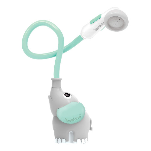 Yookidoo Baby Bath Shower Head - Elephant Water Pump with Trunk Spout Rinser - Control Water Flow from 2 Elephant Trunk Knobs for Maximum Fun in Tub or Sink for Newborn Babies (Turquoise)