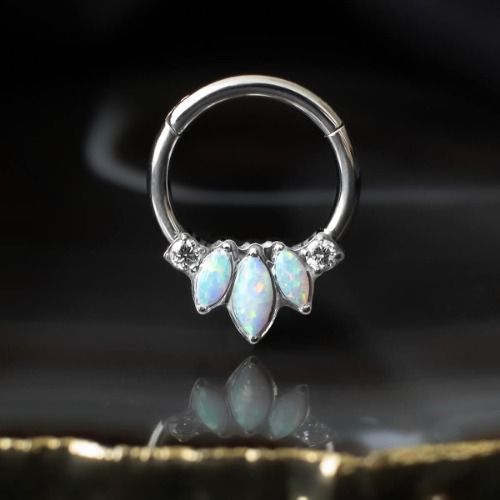 Opal Tiara Titanium Clicker | 1.2mm (16g) / 8mm / Silver