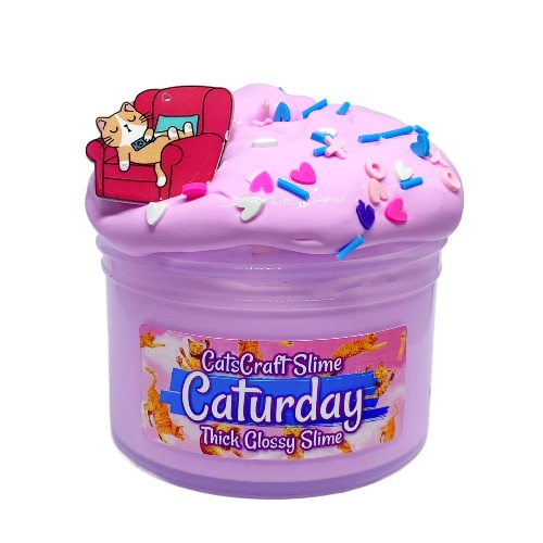 Thick Glossy Slime "Caturday" SCENTED ASMR Cat Charm & sprinkles | 6 oz