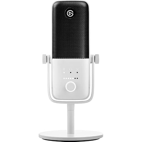 Elgato Wave:3 White - Premium Studio Quality USB Condenser Microphone for Streaming, Podcast, Gaming and Home Office, Free Mixer Software, Anti-Distortion, Plug ’n Play, for Mac, PC - White - Microphone
