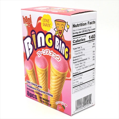 Hapi Bing Bing Cone Snack with Strawberry Flavored Filling