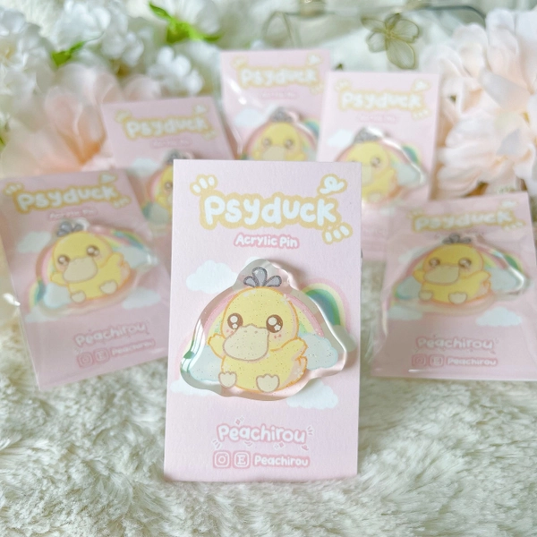 Psyduck - Glitter Acrylic Pin