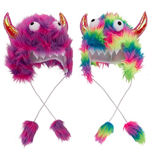 Tigerdoe Monster Hat Costume- Crazy Hats - 2 Pack- Funny Hats - Monster Theme Birthday Party Supplies- Funny Furry Hats Colorful