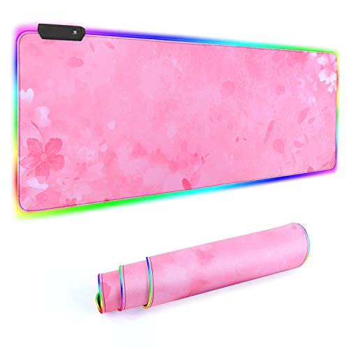 RGB Gaming Mouse Pad, Large Led Mouse Pad with 12 Lighting Modes, Gaming Keyboard Non-Slip Rubber Base PC Gaming Desk Pad,High-Performance Pad Optimized for Gamer,31.5x11.8 inch (Pink) - Pink