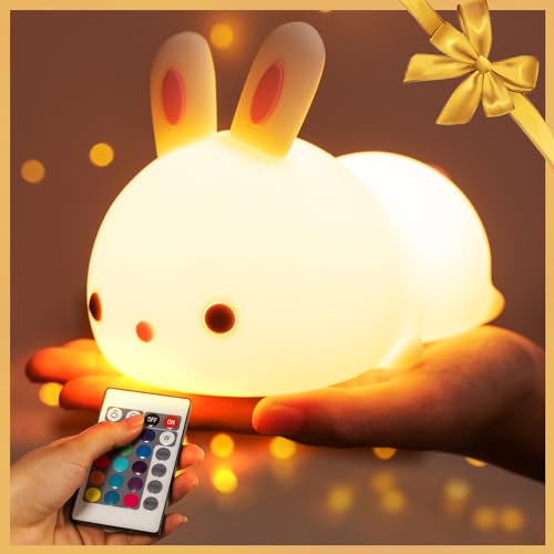 One Fire Cute Bunny Night Light for Kids, Remote+16 Colors Teen Girl Gifts For Girls,Cute Stuff for Teen Girls Anime Stuff,TAP FOR FUN Gifts for Teen Girls Gifts,Cute Things for Teen Girls Anime Gifts - A Bunny Gifts[REMOTE CONTROL]