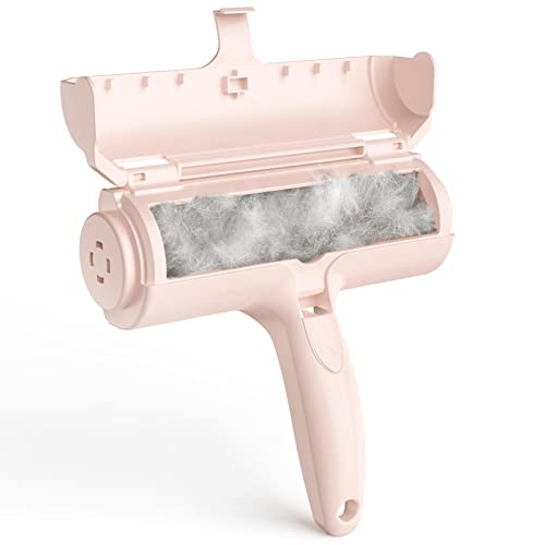 ORDORA Pet Hair Remover for Furniture/Bed, Reusable Dog Hair Remover Roller for Dog & Cat, Self-Cleaning, No Adhesive or Sticky Tape Needed, Perfect Fur Remover for Couch (Champagne Pink) - Pink