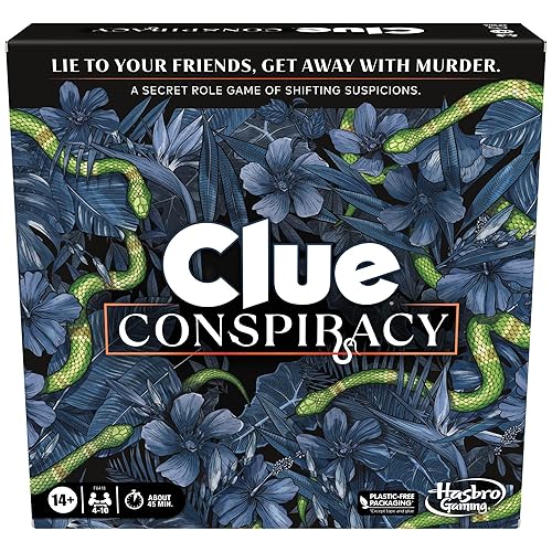 Clue Conspiracy Board Game for Adults and Teens, Secret Role Strategy Games, Ages 14+, 4-10 Players, 45 Minutes, Mystery & Party Games - Black