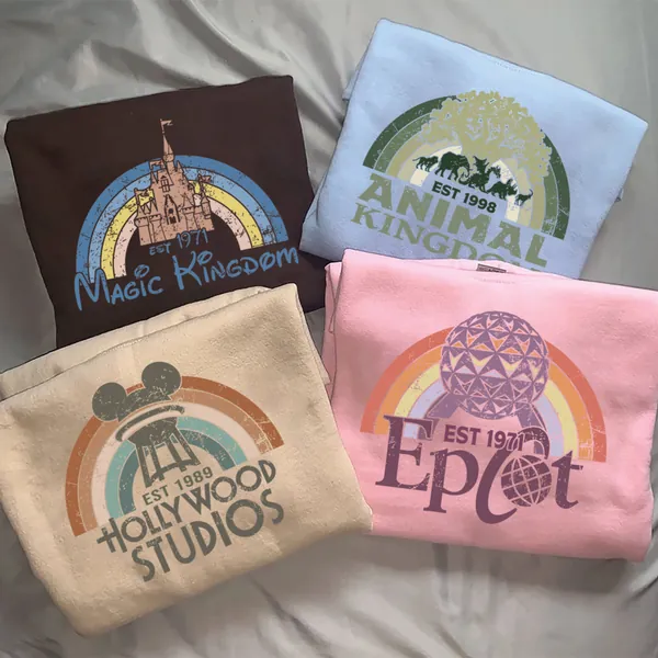 Matching Disney Rainbow Retro Shirt, Disney Vintage, Disney Epcot Shirt, Disney Animal Kingdom, Hollywood Studios Shirt, Disney Castle Shirt