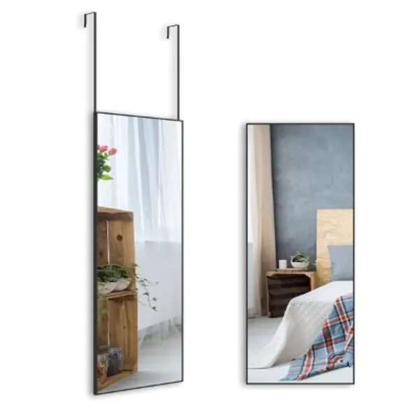 BEAUTME BEAUTME Full Length Mirror, Long Standing Wall Mirror Bedroom Floor Mirror Over The Door Mirror (106X35cm, Black)