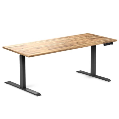 Desky Dual Softwood Sit Stand Desk - Acacia - 1800x750mm - Matte Black