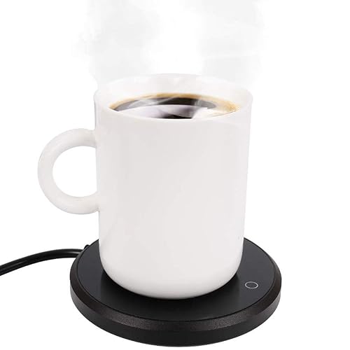 Automatic Shut Off Coffee Mug Warmer - Keeps Temperature Up to 131℉/ 55℃, Electric Beverage Warmer for Tea, Water, Cocoa, Milk - Ideal for Home & Office Use (Black)