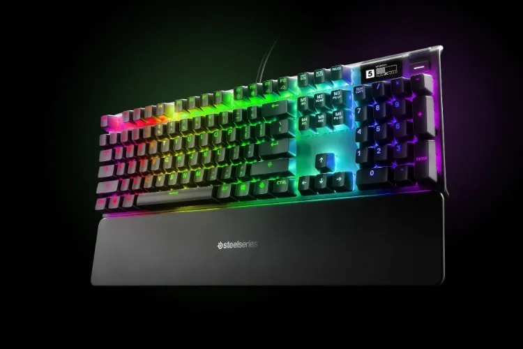 SteelSeries Apex Pro Mechanical Gaming Keyboard – Adjustable Actuation Switches – World’s Fastest Mechanical Keyboard – OLED Smart Display – RGB Backlit - Apex Pro Wired