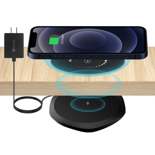 JiffyPoint Invisible Wireless Charger Under Desk,Long-Distance Furniture Wireless Charging Pad,10W Hidden Wireless Charger for iPhone 13/13 Pro/13Max,Airpods,Qi-Certified Phones(Include Adapter)