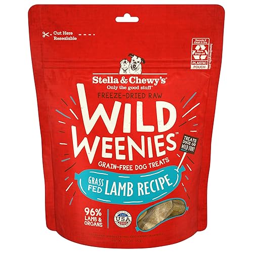 Stella & Chewy’s Freeze-Dried Raw Wild Weenies Dog Treats – All-Natural, Protein Rich, Grain Free Dog & Puppy Treat – Great for Training & Rewarding – Grass-Fed Lamb Recipe – 92g Bag - Lamb - 92 g (Pack of 1)