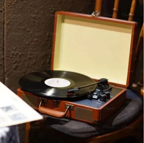 Vinsyn Portable Vinyl Player Turntable Music Player with Speaker Bluetooth Vintage Vinyl Player