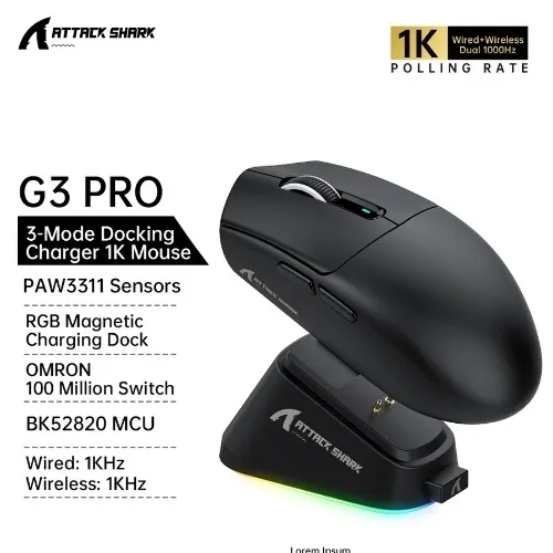 Attack Shark G3 G3 Pro Tri-mode Wireless Gaming Mouse