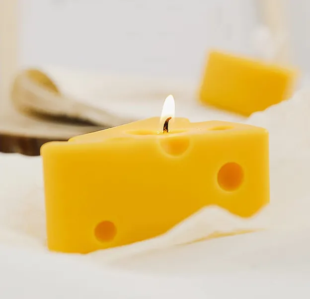 Cheese Shaped Scented Candle,120G Aroma Soy Wax Decorative Candle for Table Photo Prop Birthday Gift,Prefect for Meditation Stress Relief Mood Boosting Bath Yoga - 