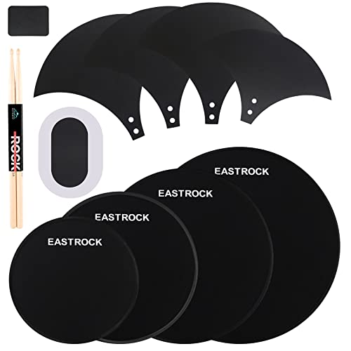 EASTROCK Drum Mute Pads Set 10 Pieces With Cymbal Pad + Hi hats Set Pad, Foam Drum Silencer Pads, Fit 10”, 12”, 14”, 16" (Drum Mute Pad Pack) - drum+cymbal pad-10 pack fusion set